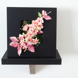 売切)[サクラ/壁掛けOK/パンフラワー/粘土の花]大人シックな八重桜のパンフラワーアレンジメント 11枚目の画像