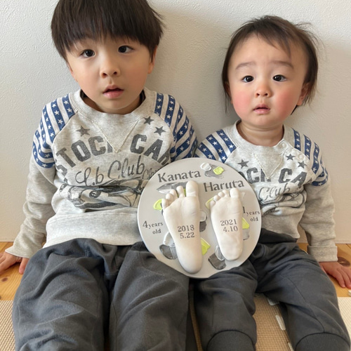 手足形ボード【2人分兄弟姉妹用丸型注文番号C0601】 手足型