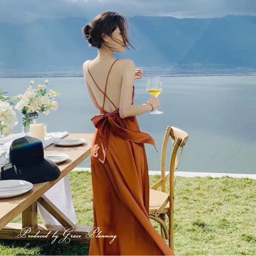 テラコッタ　バッククロス　カラードレス テラコッタ バッククロス カラードレス FLORA/Ro terracotta