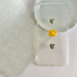 くま パンケーキ とぷっくり ハート の スマホケース【iPhone全機種対応】クマ 熊 フェイクスイーツ グリーン 4枚目の画像
