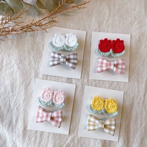 Newベビーヘアクリップ　チューリップ　ハンドメイド　ヘアピン　ヘアゴム Newベビーヘアクリップ チューリップ ハンドメイド ヘアピン ヘアゴム