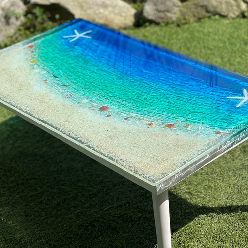 センターテーブル エメラルドグリーンの海 スターフィッシュと波打ち際