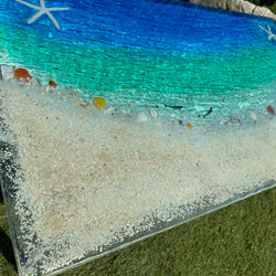 センターテーブル エメラルドグリーンの海　スターフィッシュと波打ち際のシェル　海　ガラス　SEA  table 10枚目の画像