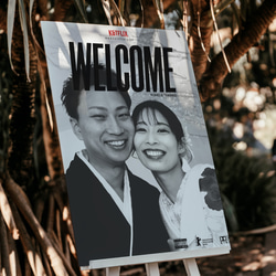 お客様のお写真で作る映画ポスター風ウェルカムボード <デザイン3