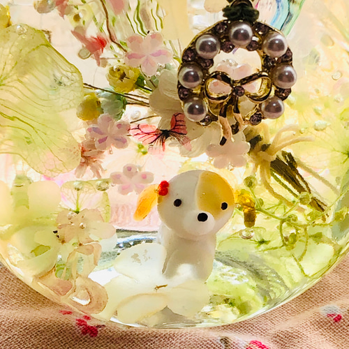 ハーバリウムギフト＊＊お散歩わんちゃん花畑♡シーズー