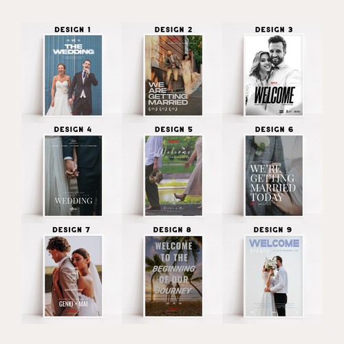 お二人の写真で作る♪海外映画ポスター風パロディウェルカムボード