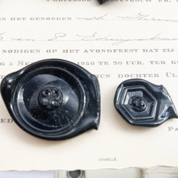 【送料無料】6個 1930年代 チェコ製 レア アンティーク ヴィンテージ 黒ガラスボタン 素材 [EY8501J] 7枚目の画像