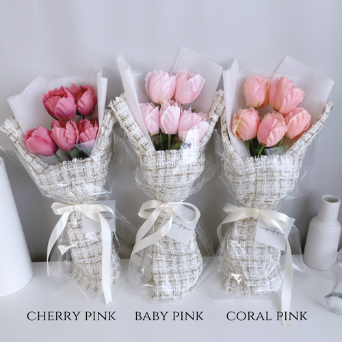 sale　ウェディングブーケ　アーティフィシャルフラワー　チューリップ　リボン チューリップブーケ | 造花ブーケ - doille doillette