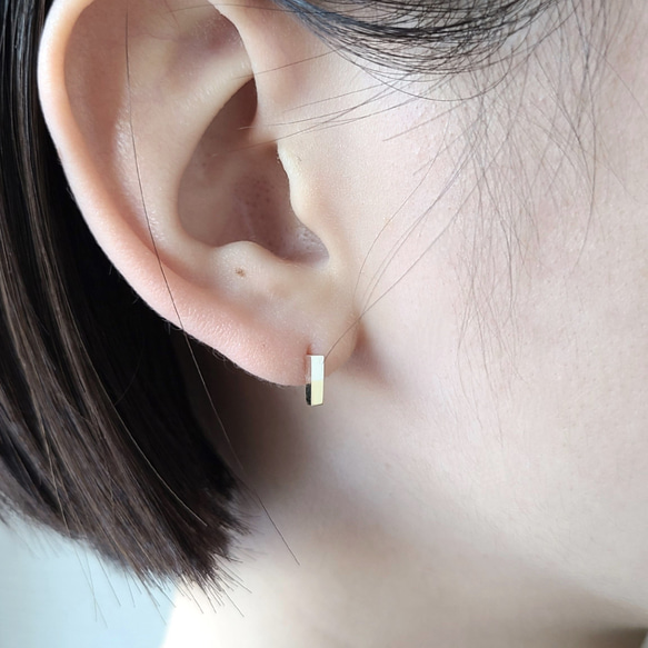 【K10】Petit bicolor bar Pierced Earrings / SV925 ≪送料無料≫ 8枚目の画像