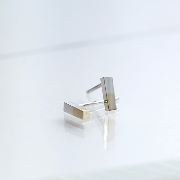 【K10】Petit bicolor bar Pierced Earrings / SV925 ≪送料無料≫ 10枚目の画像