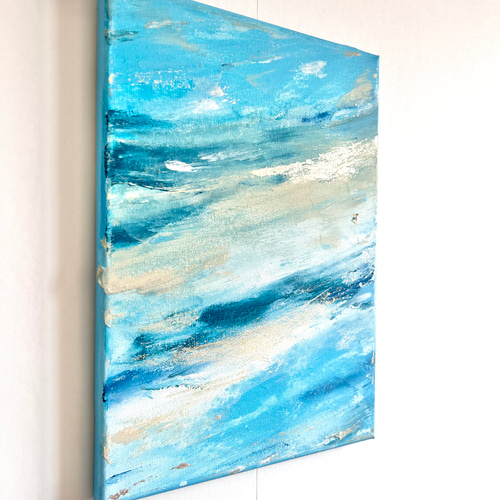 現代アート インテリア　抽象画　アート　北欧アート　人物画　海　空　波　ブルー By the Sea 抽象画 (F6)/北欧/モダン/青/ブルー/空/波/海