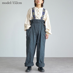 2way 寬背帶褲/黑色/Mikawa 紡織斜紋編織 第17張的照片