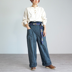 2way 寬背帶褲/黑色/Mikawa 紡織斜紋編織 第2張的照片