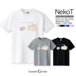 送料無料[半袖Tシャツ]ハリネズミと出会う猫[メンズ/レディース/キッズ/大きいサイズ] 1枚目の画像