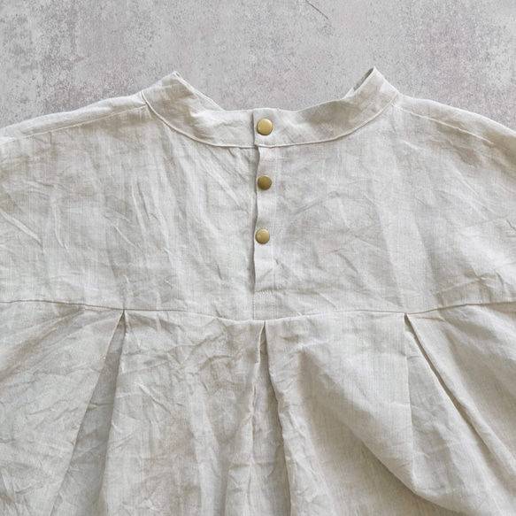 亞麻褶襉襯衫/未漂白/遠州紡織 第5張的照片