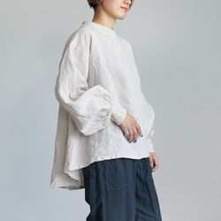 亞麻褶襉襯衫/未漂白/遠州紡織 第2張的照片