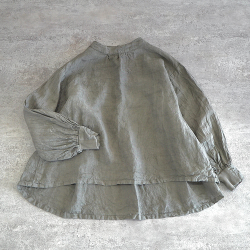 リネンタックシャツ/カーキ/遠州織物 シャツ UZUiRO／ウズイロ