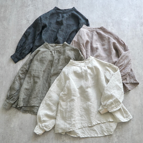 UZUiRO　ウズイロ　リネンタックシャツブラウス　カーキ UZUiRO ウズイロ リネンタックシャツブラウス カーキ