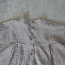 亞麻褶襉襯衫/粉紅米色/遠州紡織 第5張的照片
