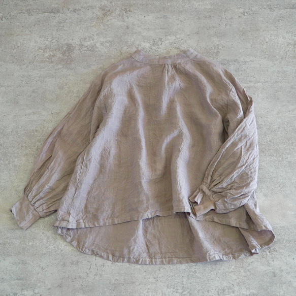 亞麻褶襉襯衫/粉紅米色/遠州紡織 第7張的照片