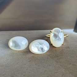 14kgf [白珍珠 AAA] 珍珠母貝單隻耳環&amp;戒指套裝 SV925 可用 第2張的照片