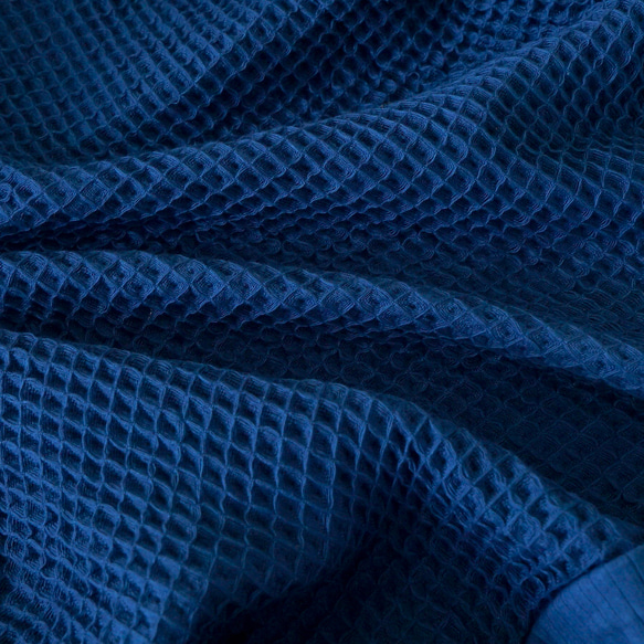 華夫格開衫/藍色/Mikawa紡織 第5張的照片