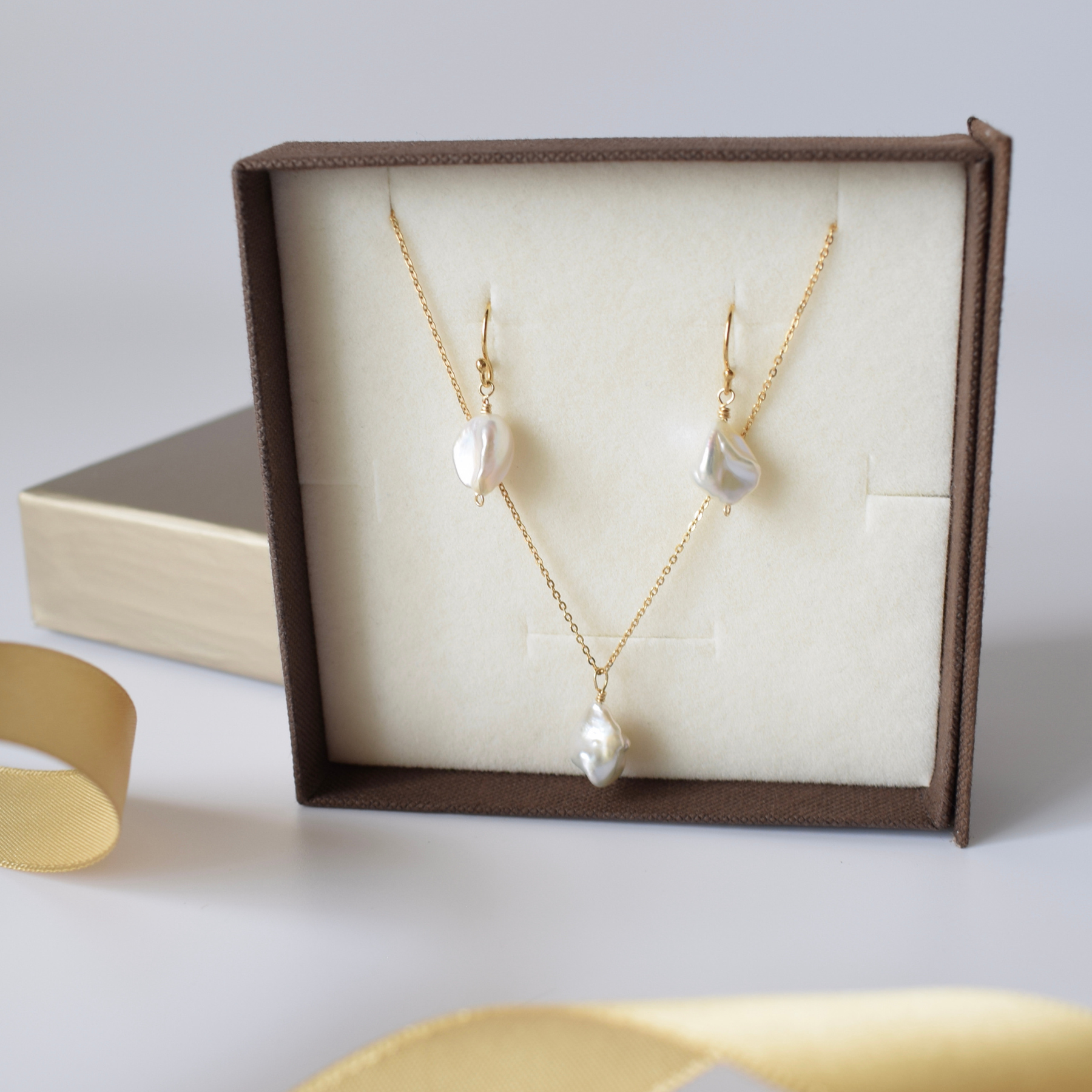 ギフトセット 淡水パール ネックレス ピアス イヤリング ゴールド バロック いびつ プレゼント 結婚式 卒業式 入学式