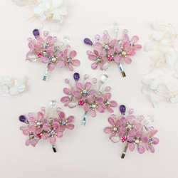 パープルピンクのお花たちとガラスの蕾 5枚目の画像