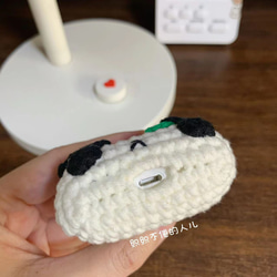 リボンをつけた パンダ☆AirPods 1/2/3/pro ケースcase☆綿製手作り編織り☆新作WEEK2023 6枚目の画像