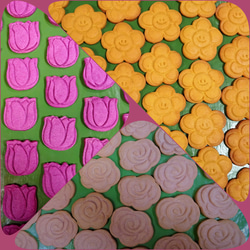 お花の形のクッキー３種類を花柄スタンドバッグに詰め合わせ♪(*^▽^*) 3枚目の画像