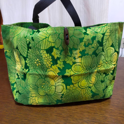 13 帯リメイク 【袋帯】緑 トートバッグ カバン ショルダーバッグ