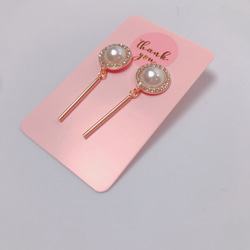 pearl gold stick pierce♡パールピアス 3枚目の画像