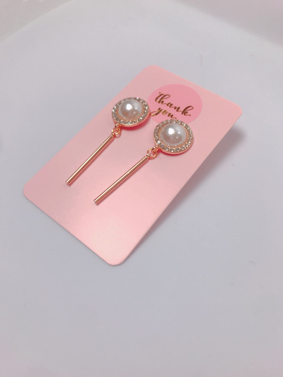 pearl gold stick pierce♡パールピアス 3枚目の画像
