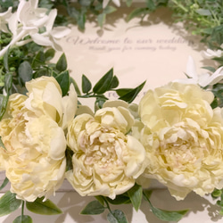 ウェルカムボード/ 花冠のような白い野の花のナチュラルフレーム 4枚目の画像