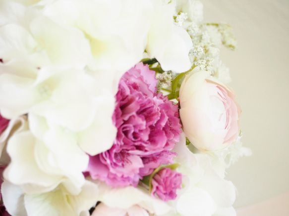 送料無料[母の日早割2024]RIBBON HANGING BASKET / Carnation Bouquet 8枚目の画像