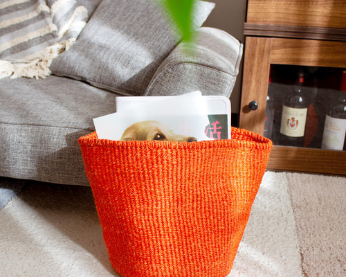 ケニアの手織りかご｜スリッパ入れ、ランドリー、植木鉢カバーに。天然