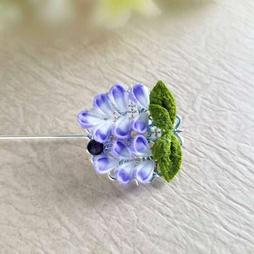 ブローチ ピンブローチ スティックピン つまみ細工 藤の花