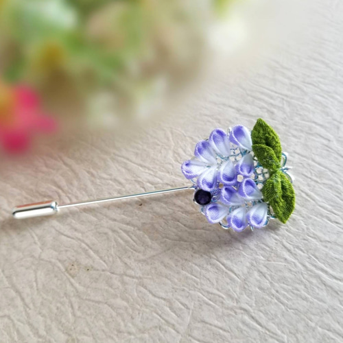 ブローチ ピンブローチ スティックピン つまみ細工 藤の花 ブローチ