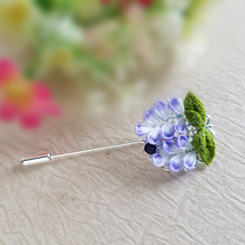 ブローチ ピンブローチ スティックピン つまみ細工 藤の花 ブローチ