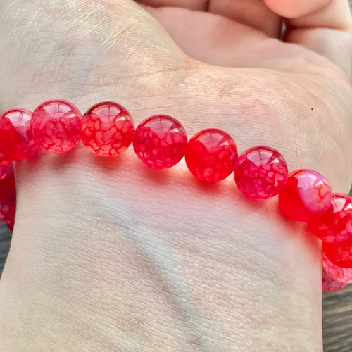 レッドドラゴンアゲート【龍門瑪瑙】(約8mm玉)の天然石ブレスレット