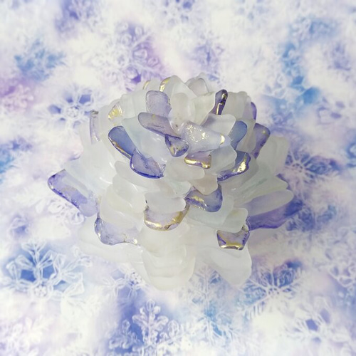 オーダー】シーグラスのお花のランプシェード 紫×灰 菫青石