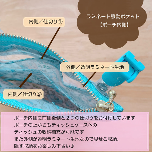 ☆ラミネート移動ポケット＊リバティ・フェリシテ☆シェルブルー