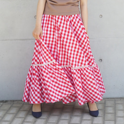 【新作】TORNADE Skirt トルネードスカート（ギンガムチェックレッド）FREE 9枚目の画像
