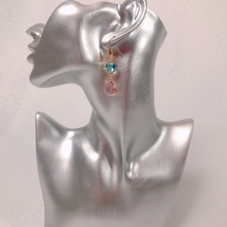 blue＆pink heart drop pierce(K18GF) 5枚目の画像