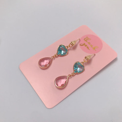 blue＆pink heart drop pierce(K18GF) 2枚目の画像