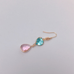 blue＆pink heart drop pierce(K18GF) 13枚目の画像