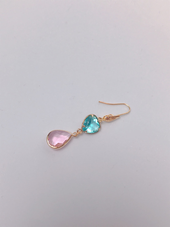 blue＆pink heart drop pierce(K18GF) 13枚目の画像