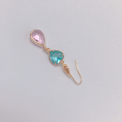 blue＆pink heart drop pierce(K18GF) 10枚目の画像