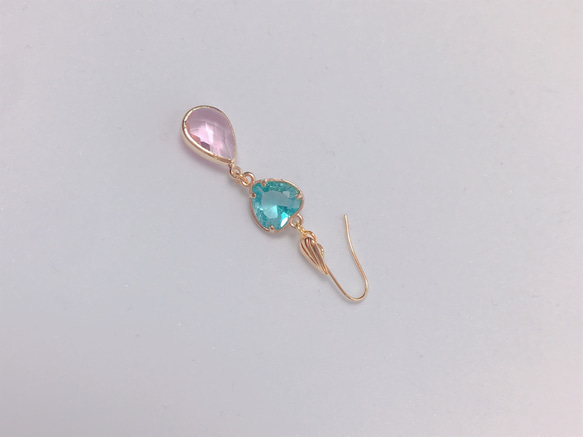 blue＆pink heart drop pierce(K18GF) 10枚目の画像