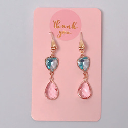 blue＆pink heart drop pierce(K18GF) 14枚目の画像